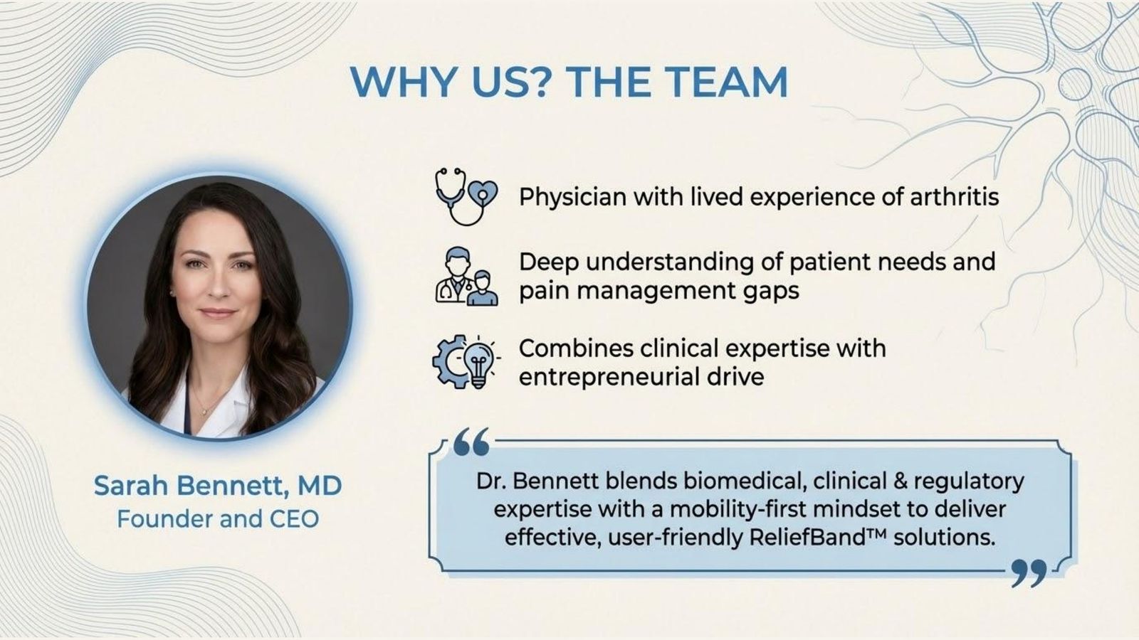Thumbnail of sample pitch deck slide 11: The Team